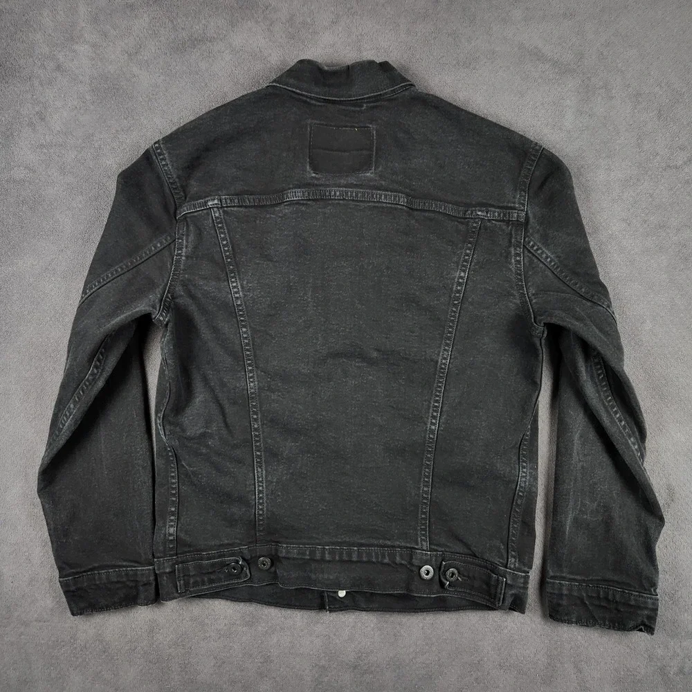Levis Trucker Jacket Mens Medium Faded Black Denim Stretch Unlined 72334-0223 - Picture 2 of 10